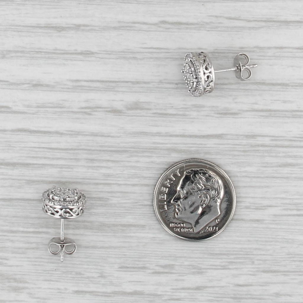 0.39ctw Diamond Cluster Halo Stud Earrings 10k White Gold 9.7mm