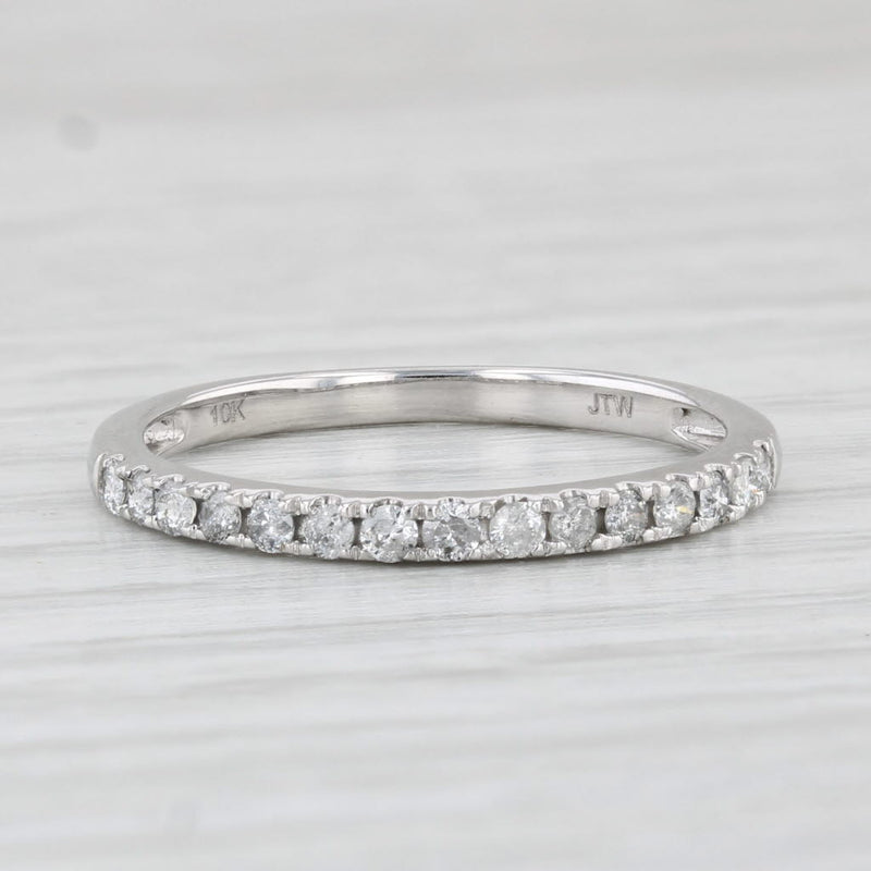 Light Gray 0.24ctw Diamond Wedding Band 10k White Gold Size 7 Stackable Anniversary Ring