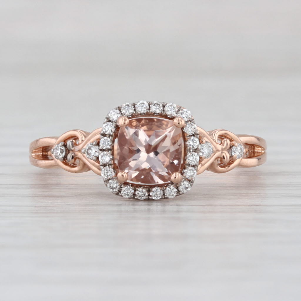 1.10ctw Morganite Diamond Halo Engagement Ring 10k Rose Gold Size 8.5