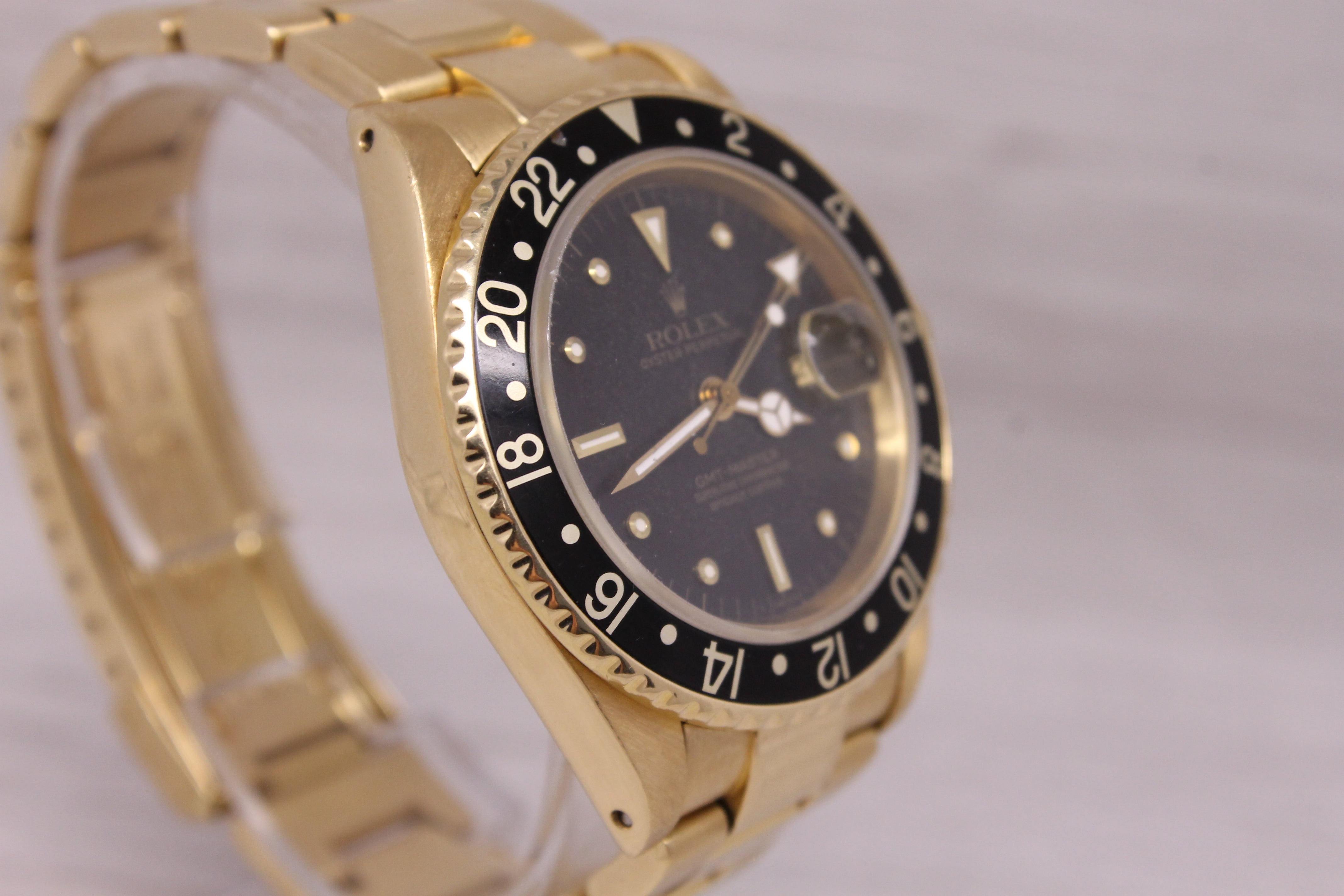 Vintage 1982 Rolex GMT Master 16758 18k Gold Mens Automatic Watch Nipple w B&P