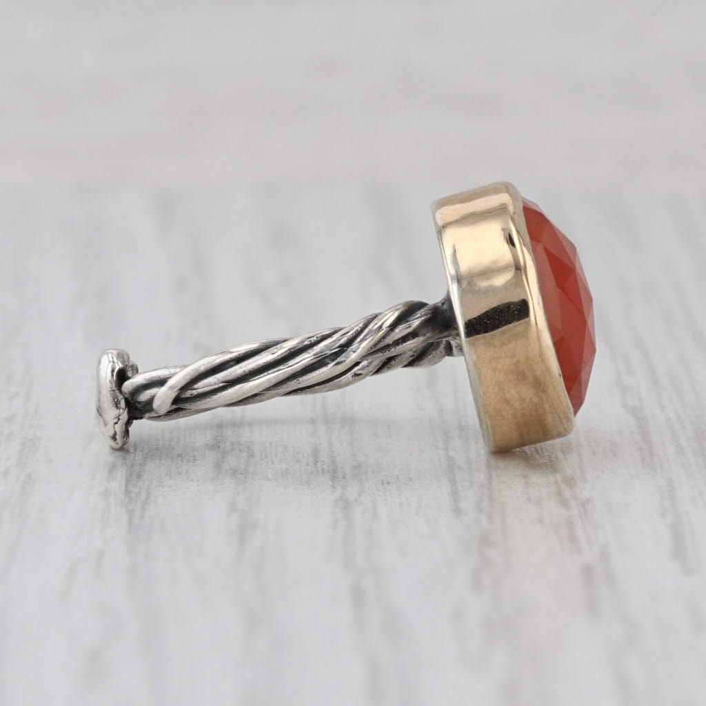 Jes Maharry Always Grateful Orange Carnelian Ring Sterling Silver 14k Gold