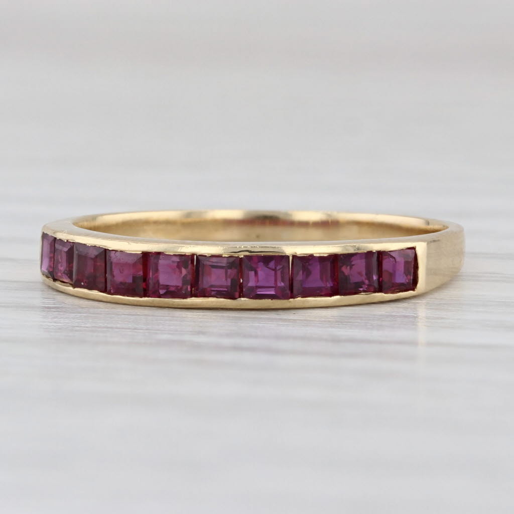 0.74ctw Ruby Stackable Ring 18k Yellow Gold Stackable Wedding Band Size 7