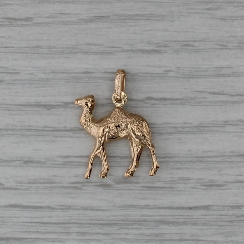 Camel Pendant 14k Yellow Gold 3D Animal Charm
