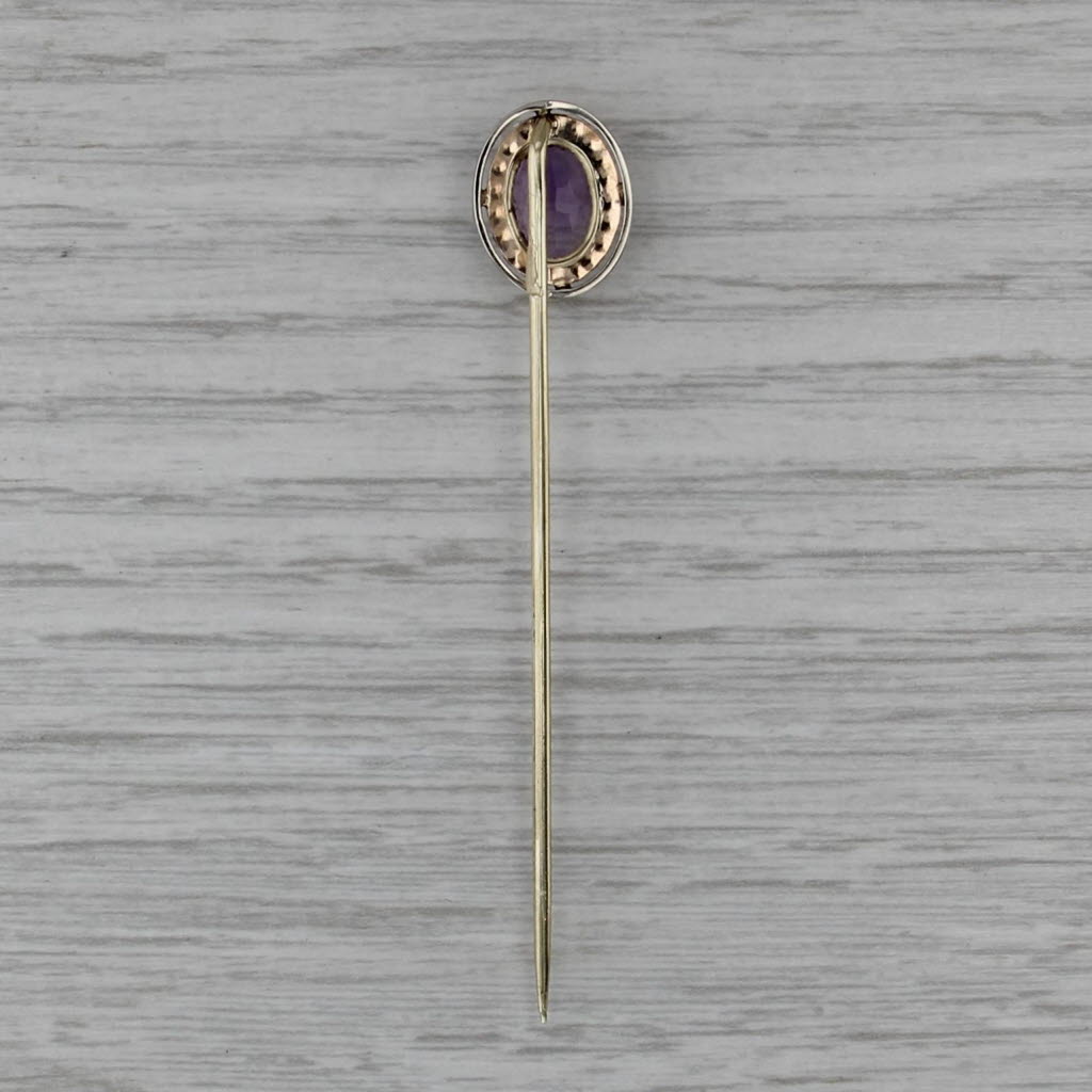 Antique Amethyst Stickpin 14k Yellow Gold 1.08ct Oval Solitaire