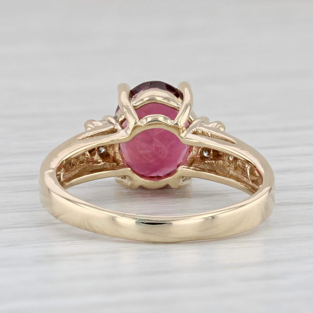 Light Gray 2.45ctw Oval Pink Tourmaline Diamond Ring 14k Yellow Gold Size 5.5