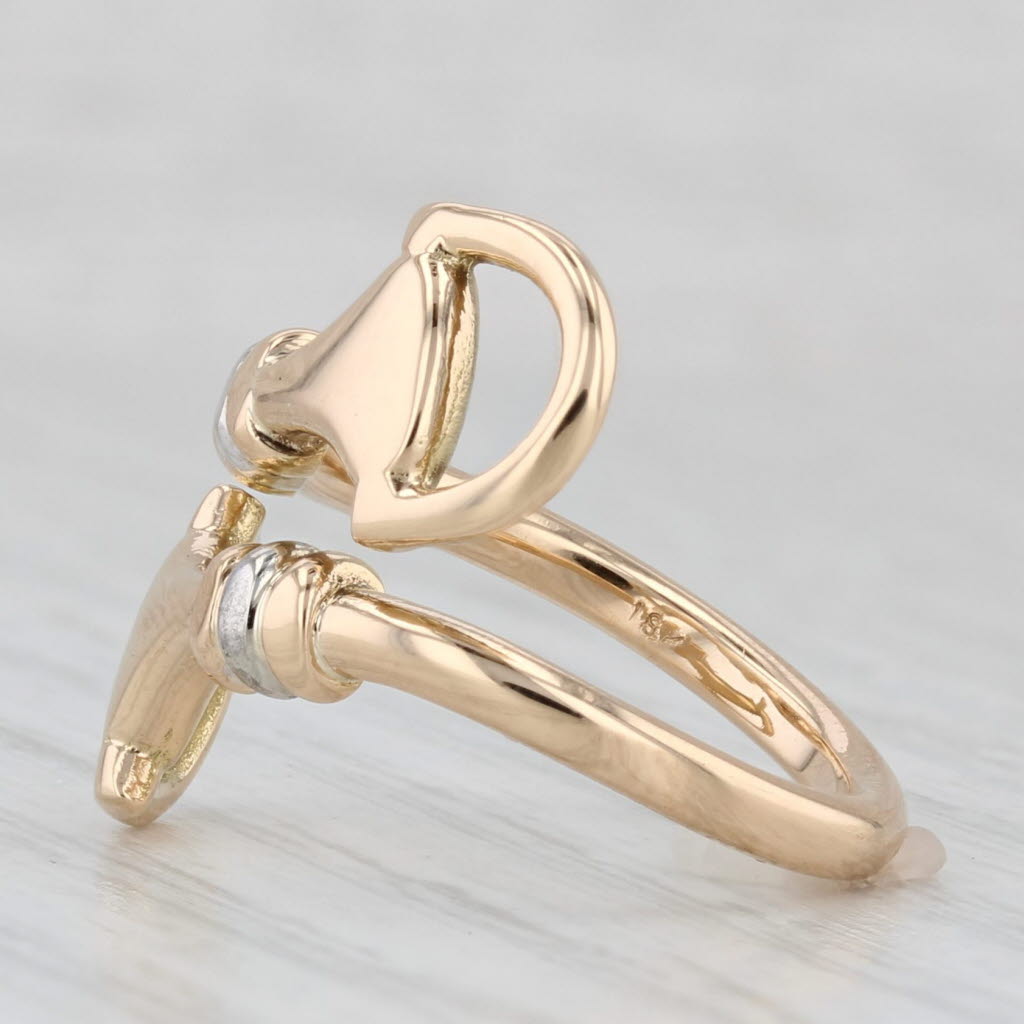 Light Gray Bypass Adjustable Ring 18k Yellow Gold Size 4.5