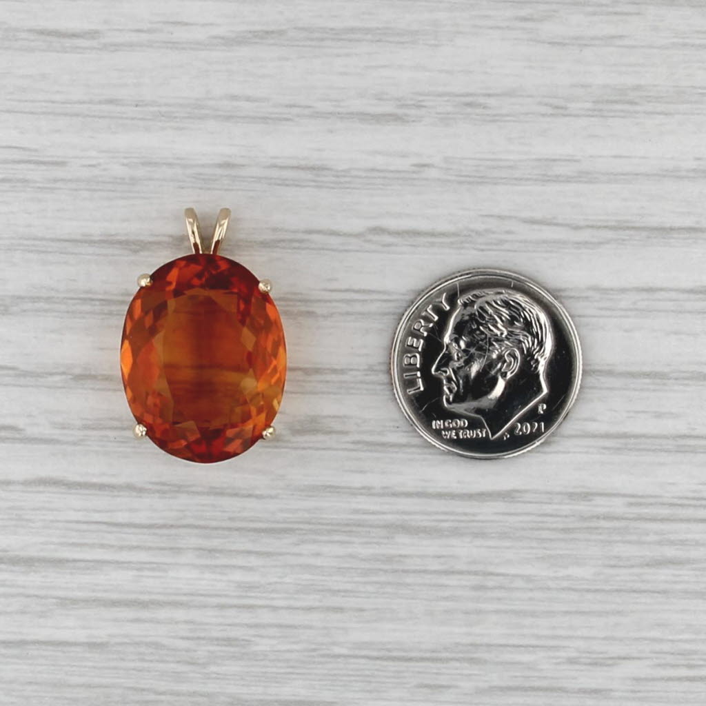 14ct Oval Portuguese Citrine Pendant 14k Yellow Gold Solitaire