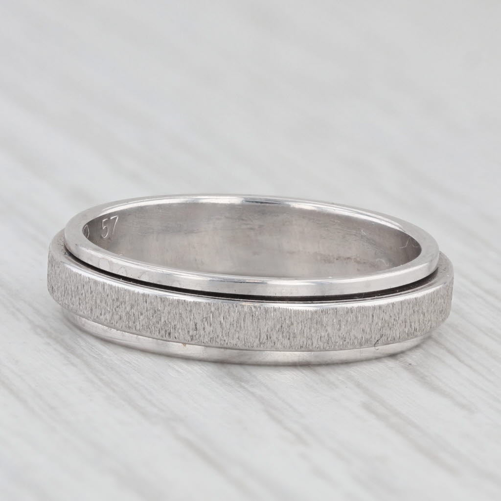 Light Gray Spinning Worry Ring 18k White Gold Size 57 8 Wedding Band Brushed Center Moves