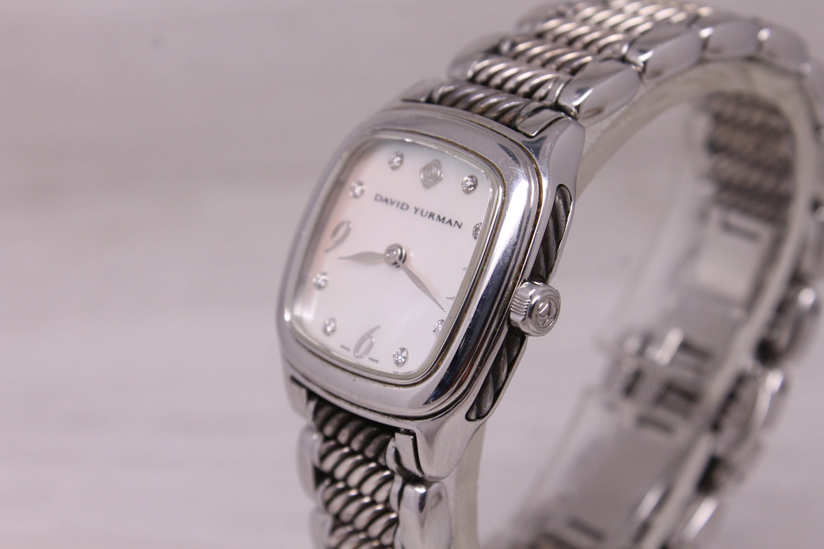 David Yurman Thoroughbred 25mm Steel Ladies Watch MOP Diamond Dial T304-XSST