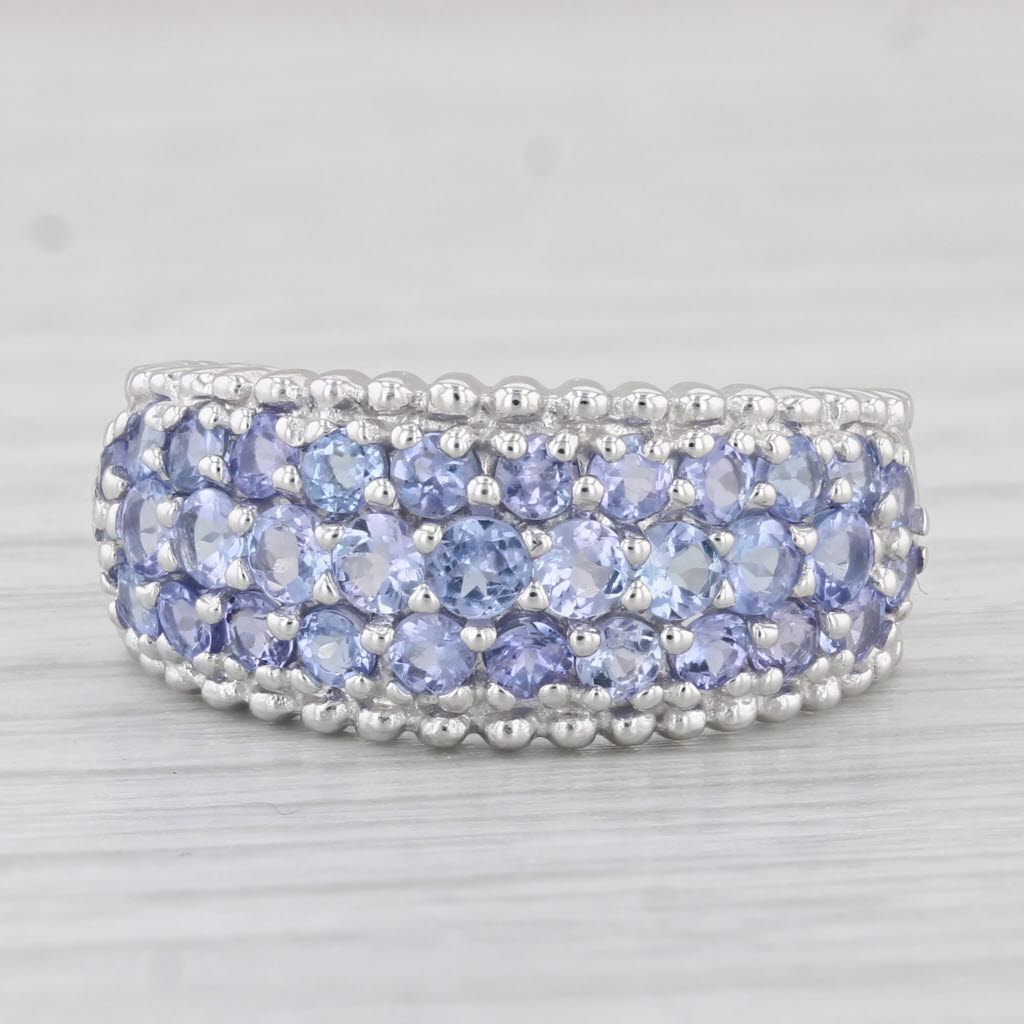 Light Gray 1.64ctw Pave Tanzanite Diamond Ring 10k White Gold Size 7