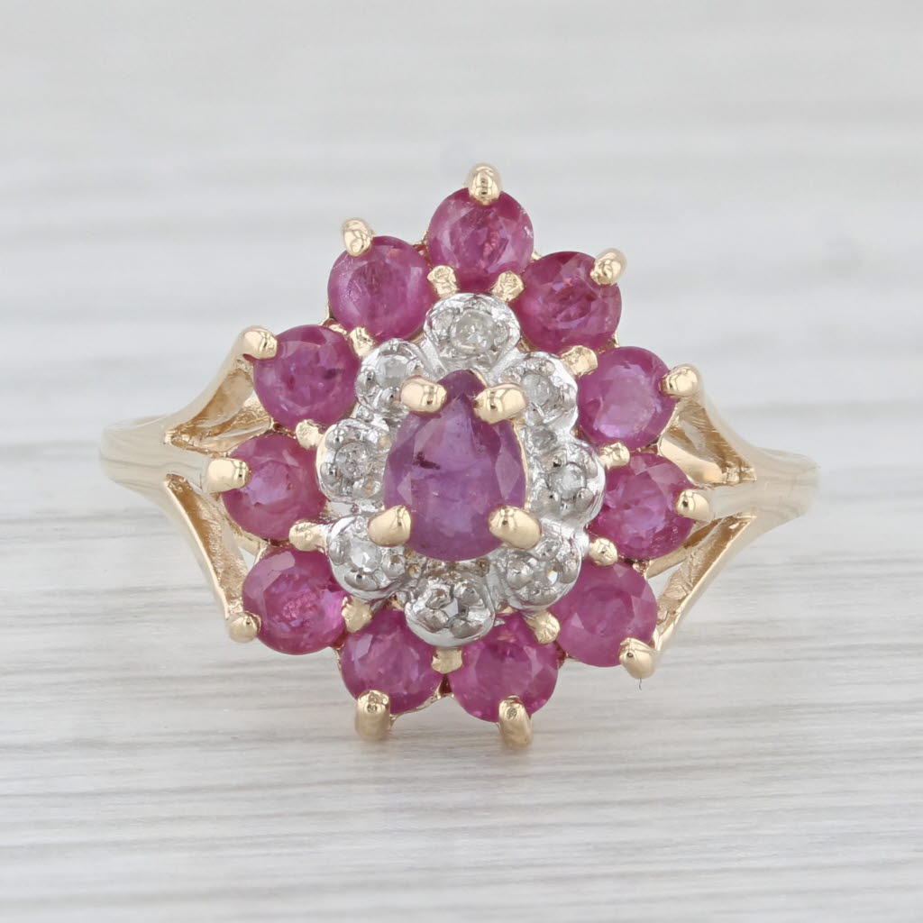 Light Gray 0.92ctw Ruby Diamond Ring 14k Yellow Gold Size 6.25