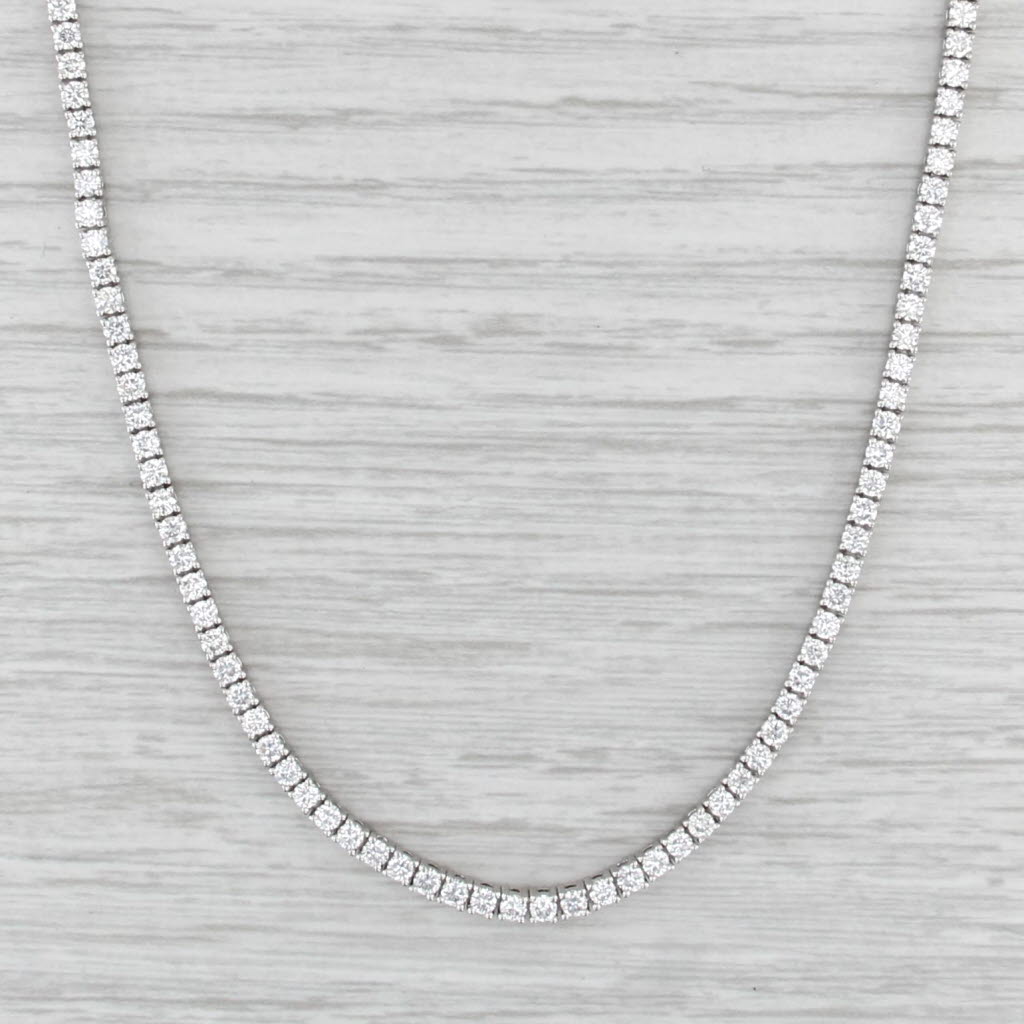 New 7.32ctw Lab Grown Diamond Tennis Necklace 17" 14k White Gold 2.5mm VS1-VS2