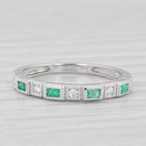 New 0.20ctw Emerald Diamond Ring 10k White Gold Stackable Wedding Size 7
