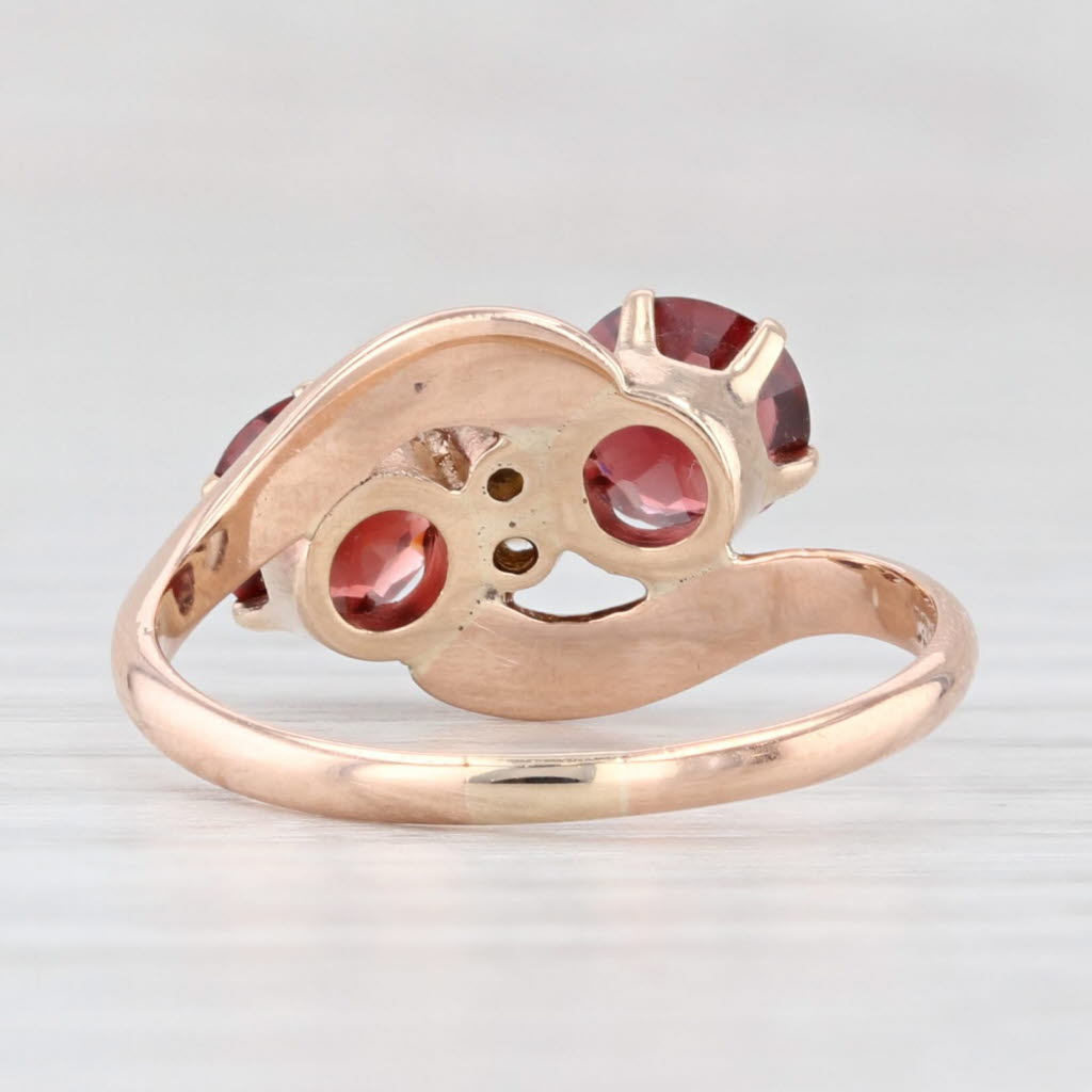Light Gray Antique Victorian Garnet Pearl Ring 10k Rose Gold Size 6