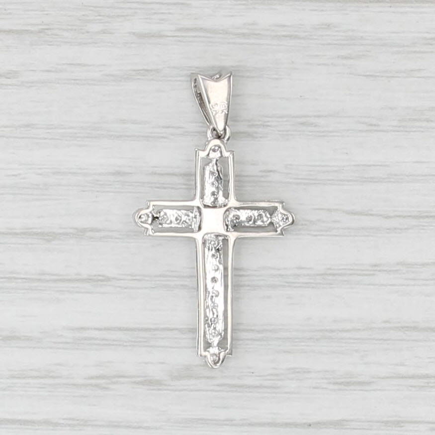 0.15ctw Diamond Cross Pendant 18k White Gold Religious Jewelry
