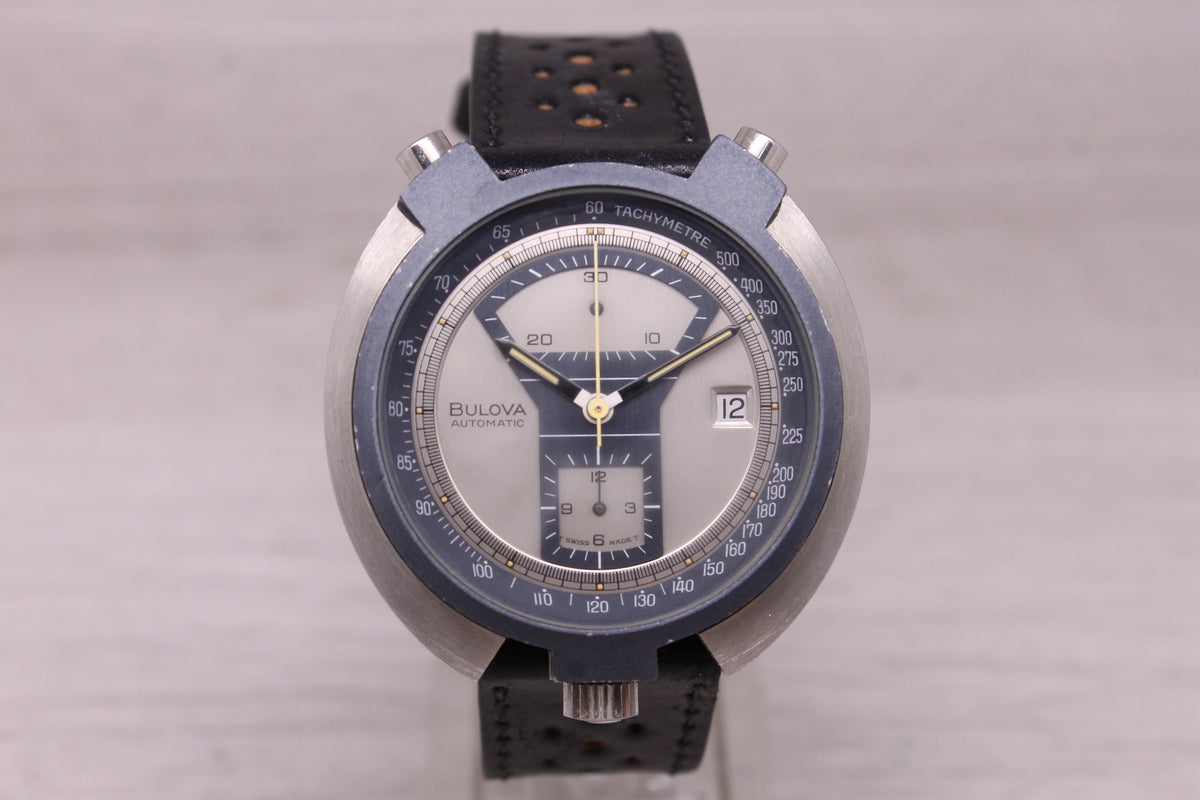 Vintage 1970s Bulova Parking Meter 43mm Automatic Chronograph Watch Buren cal.12