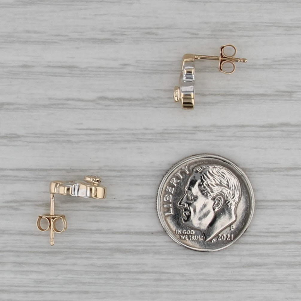 Diamond Solitaire Drop Stud Earrings 10k Yellow Gold Studs