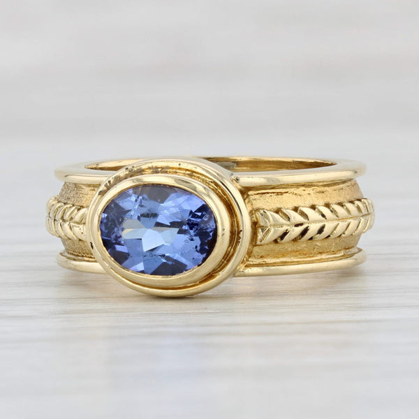 Light Gray 1.50ct Oval Tanzanite Solitaire Ring 18k Yellow Gold Size 6 Fennell Lief