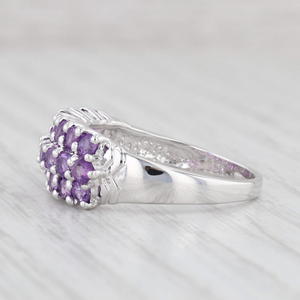 Light Gray 1.15ctw Amethyst Cluster Ring 10k White Gold Size 8