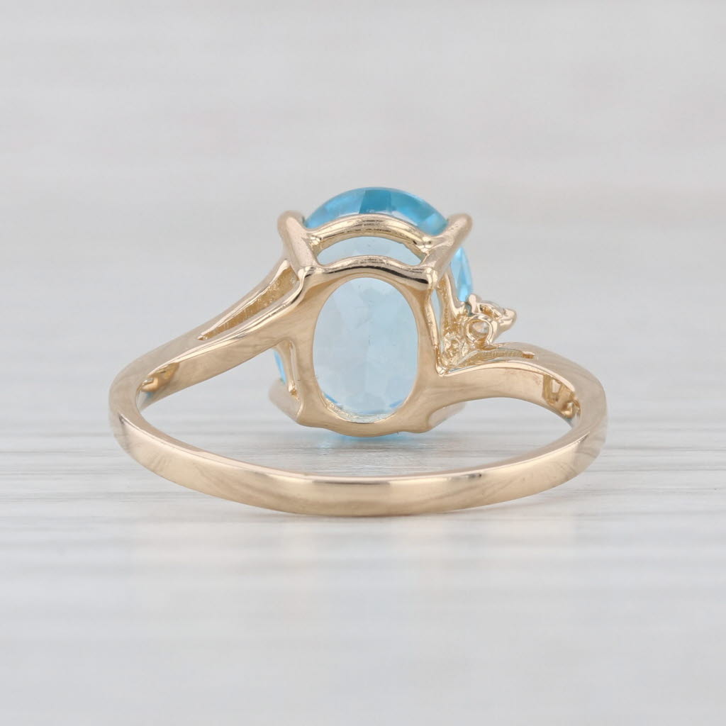 3.24ctw Blue Topaz Diamond Bypass Ring 14k Yellow Gold Size 6.25