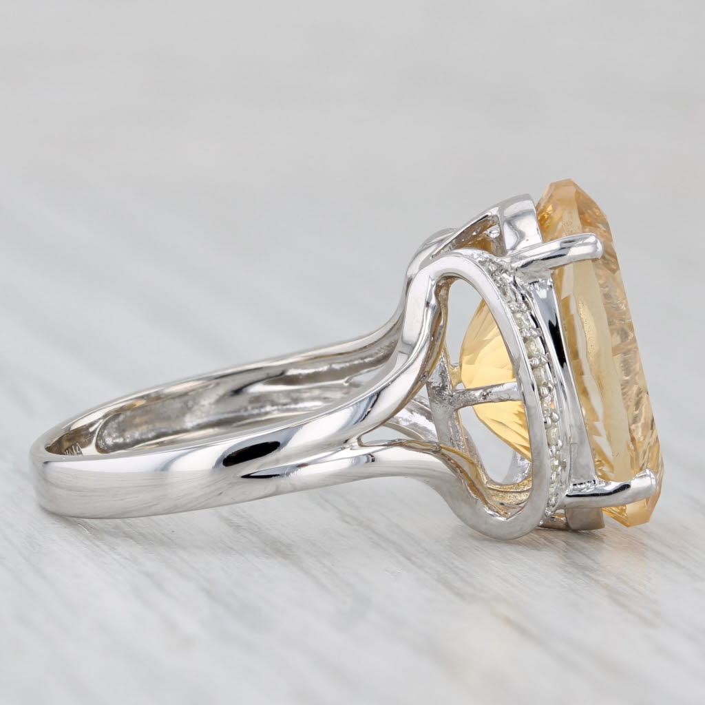 Light Gray 9.05ctw Citrine Diamond Ring 10k White Gold Size 7.25