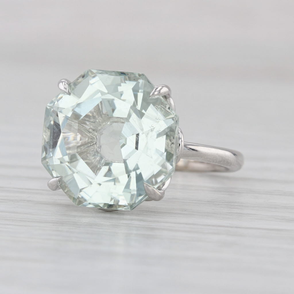 Tiffany Prasiolite Green Amethyst Ring w/ Box Sterling Silver Size 5.25