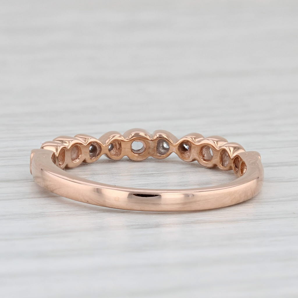 Light Gray New 0.10ctw Blue Topaz Diamond Hearts Stackable Ring 10k Rose Gold Wedding Band