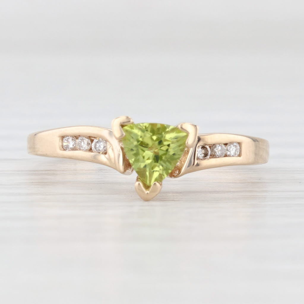 Light Gray 0.56ctw Peridot Diamond Ring 14k Yellow Gold Size 6.25