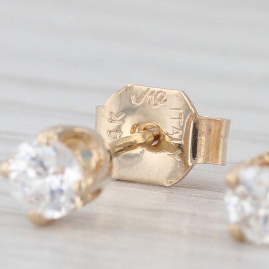 Light Gray 0.30ctw Cubic Zirconias Stud Earrings 14k Yellow Gold Round Solitaire Studs