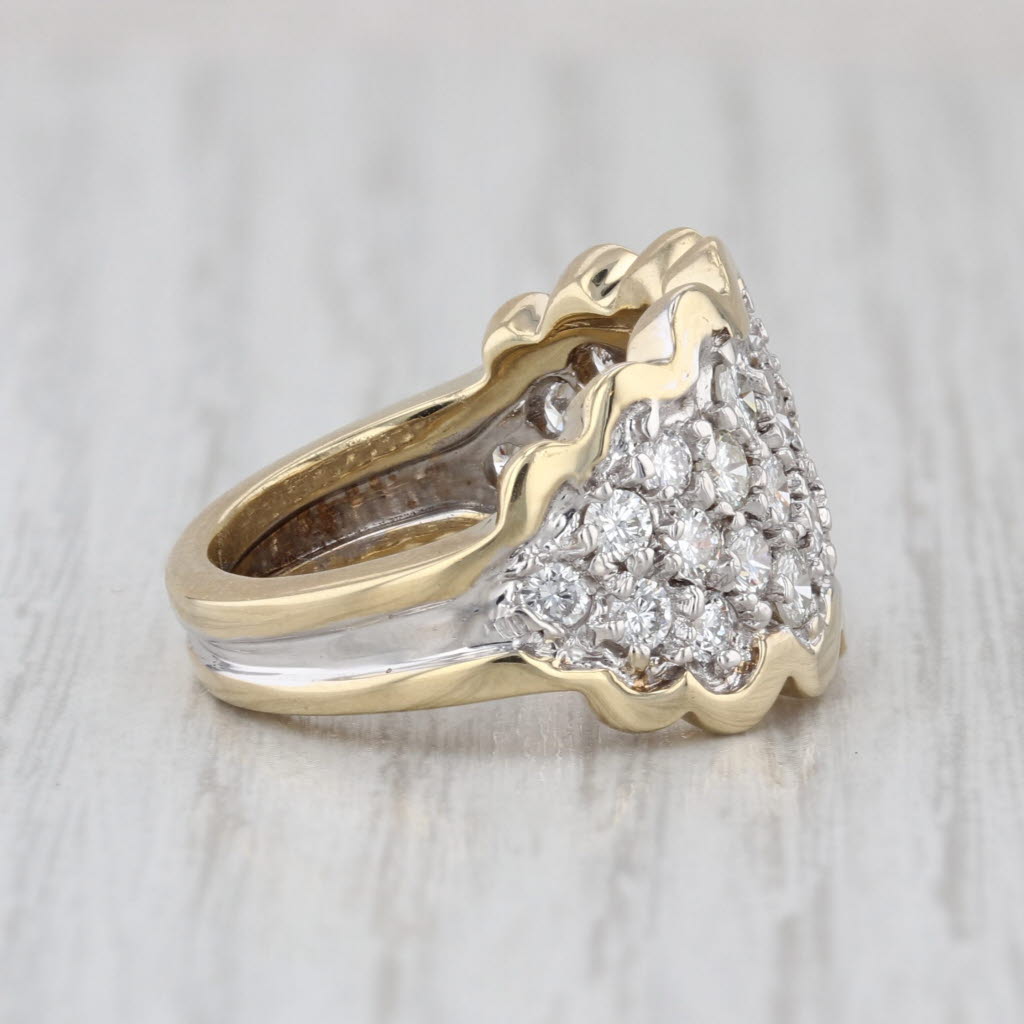 1.48ctw Diamond Cluster Ring 14k Yellow White Gold Sz 5.75 London Star Cocktail
