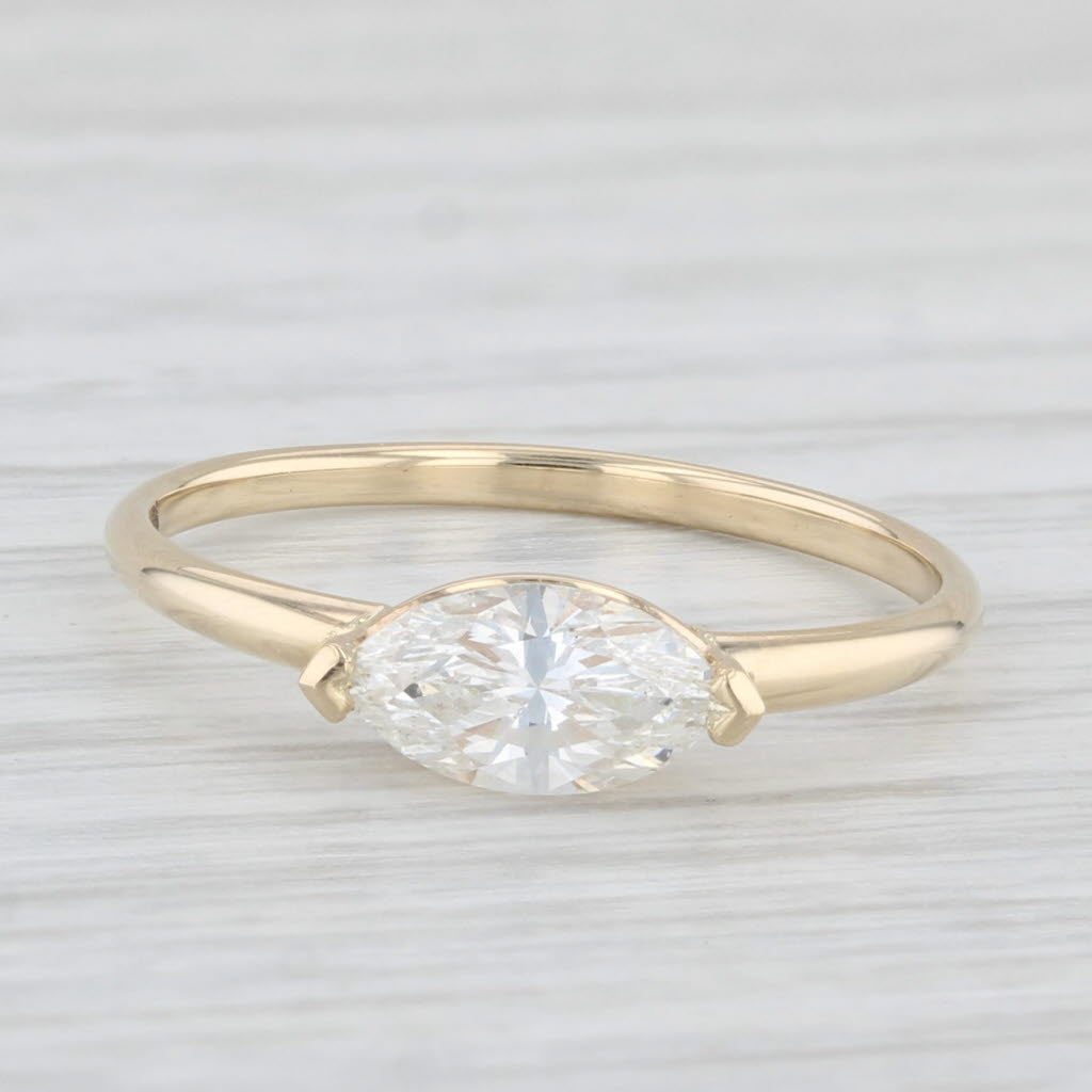 Light Gray New 0.72ct Marquise Diamond Solitaire Engagement Ring 14k Gold Size 6.75 GIA