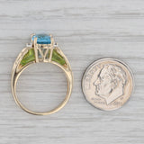6.02ctw Blue Topaz Peridot Diamond Ring 14k Yellow Gold Size 7 Cathedral