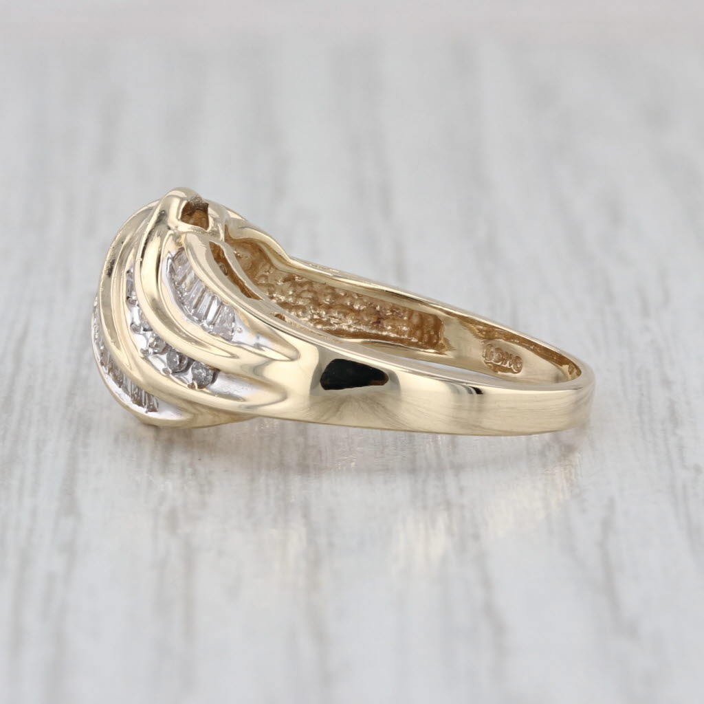 0.49ctw Diamond Scalloped Croissant Ring 10k Yellow Gold Size 9