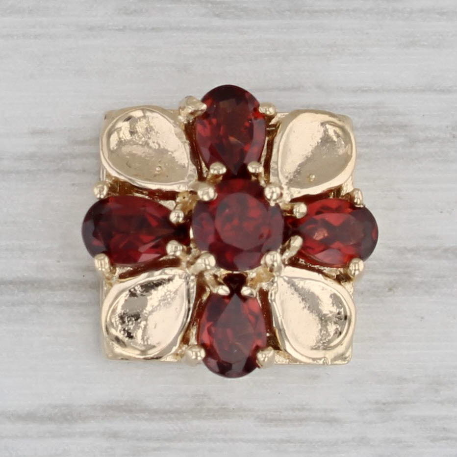 Gray 1.30ctw Garnet Flower Slide Bracelet Charm 14k Yellow Gold Archer Hallmark