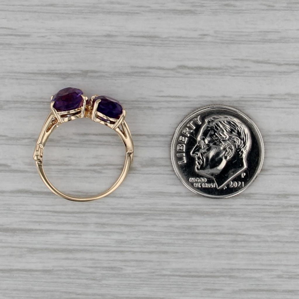 2.37ctw Oval Amethyst Bypass Ring 14k Yellow Gold Size 4.75