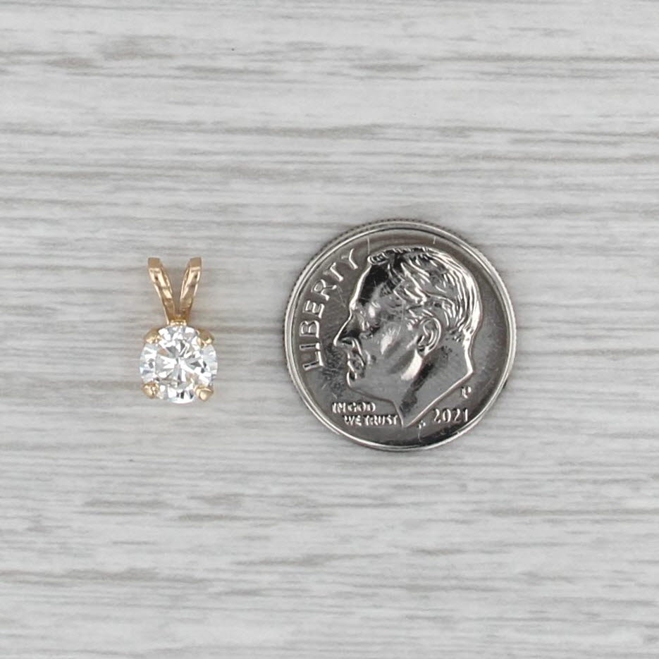 0.64ct Round Diamond Solitaire Pendant 14k Yellow Gold Small Drop