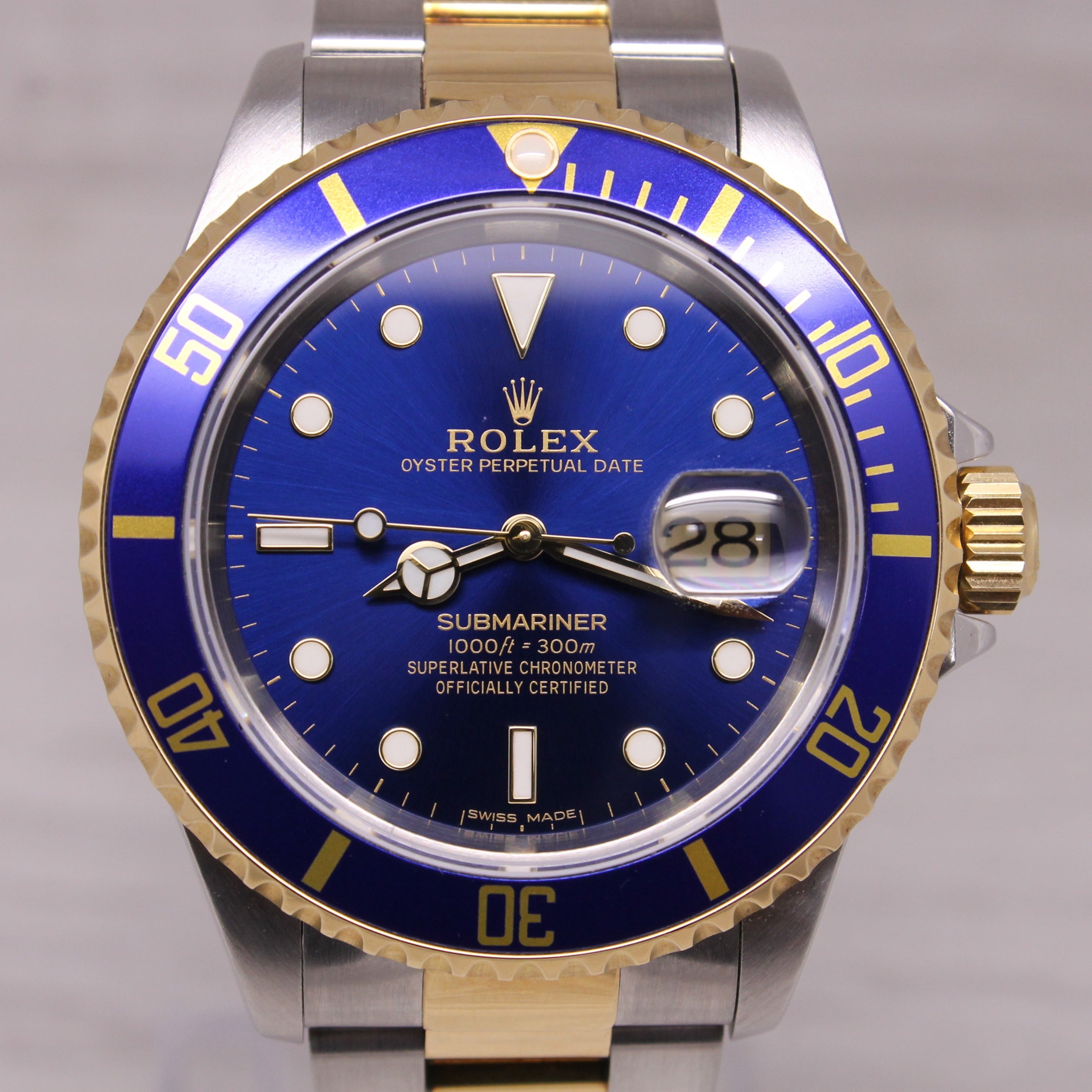 Vintage 1996 Rolex Submariner Bluesy 16613 Automatic Divers Watch Full Set Paper