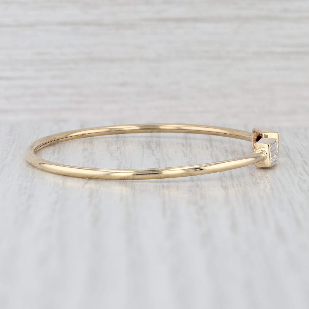 0.15ctw Diamond Cuff Bangle Bracelet 10k Yellow Gold 6.5" Adjustable
