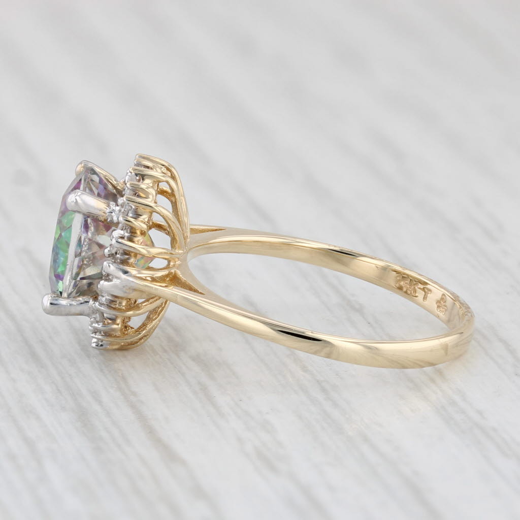 Light Gray 3ctw Mystic Topaz Diamond Halo Ring 14k Yellow Gold Size 6.25