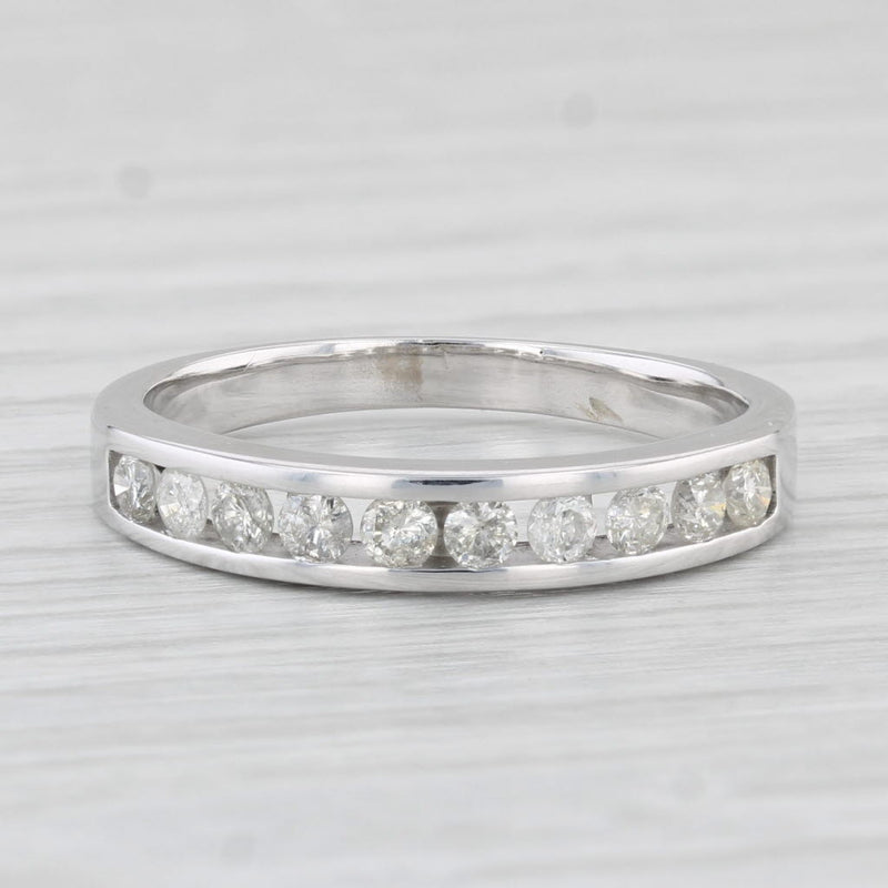 0.48ctw Diamond Wedding Band 18k White Gold Size 8.5 Stackable Anniversary Ring