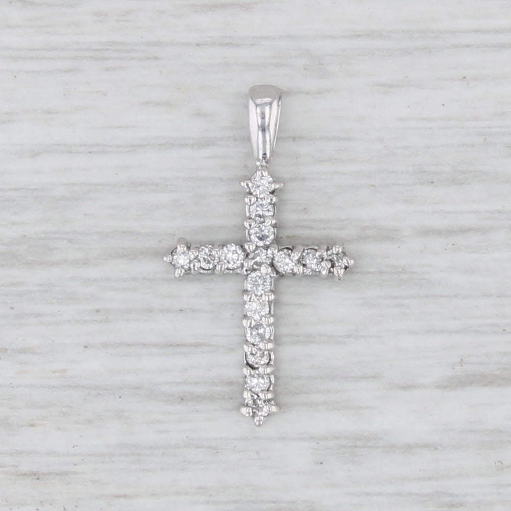 0.20ctw Diamond Cross 14k White Gold Small Drop