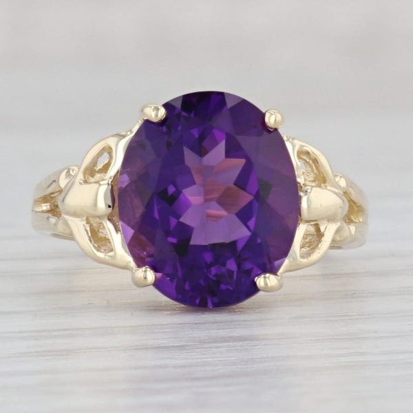 Light Gray 4.35ct Oval Amethyst Ring 14k Yellow Gold Size 6 February Birthstone