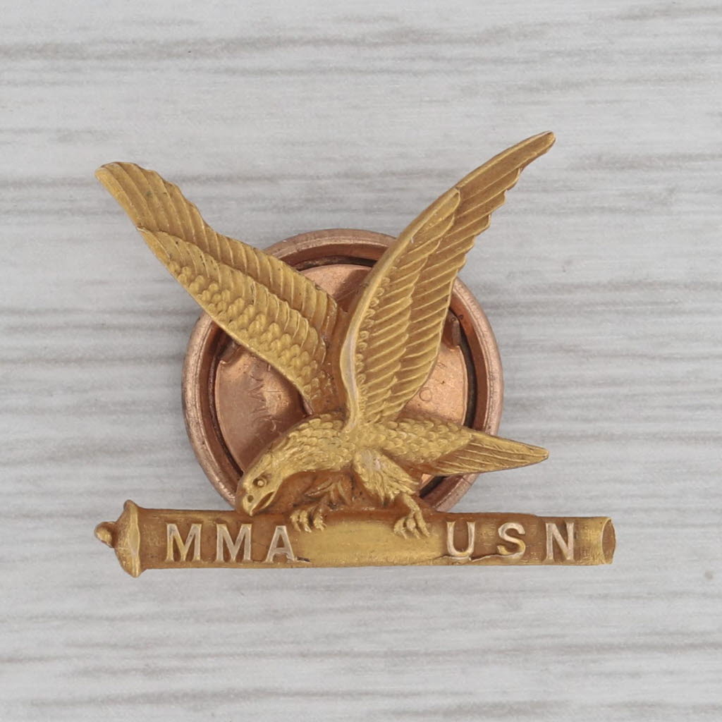 Gray US Navy Master Machinist Academy Pin 10k Gold Military Eagle Badge