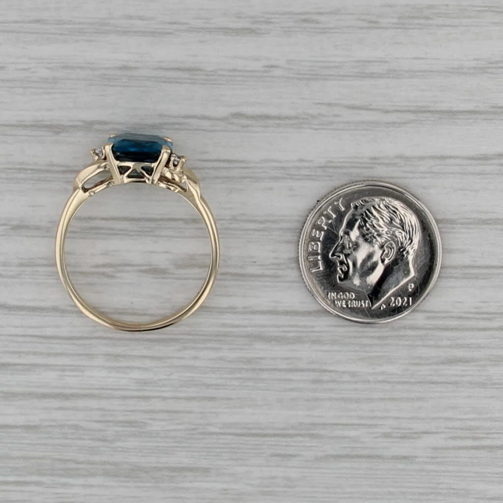 3.34ctw Blue Lab Created Spinel Quartz Ring 10k Yellow Gold Size 8 Bypass