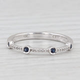 New 0.11ctw Sapphire Diamond Ring 10k White Gold Stackable Wedding Size 7.25