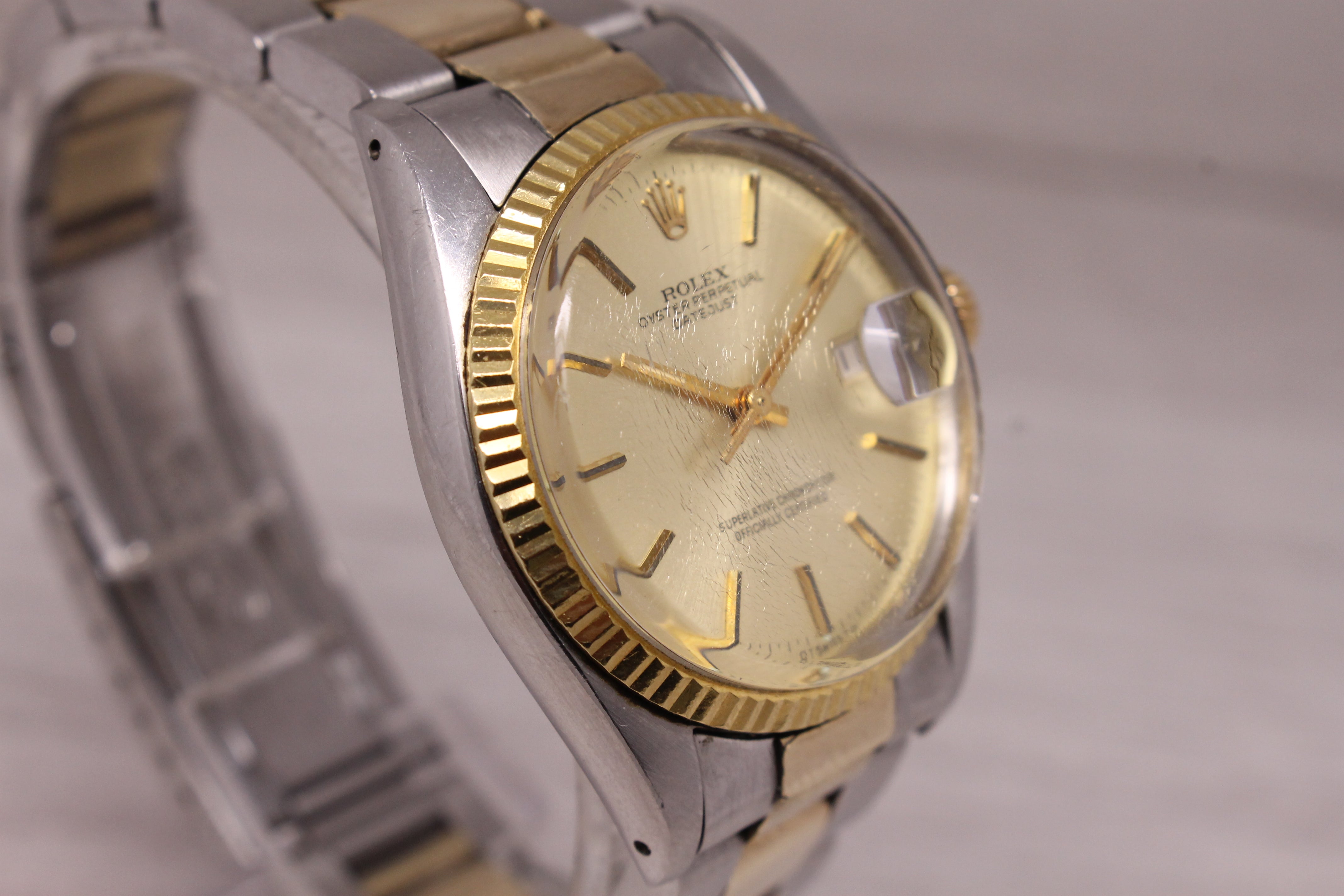 Vintage 1978 Rolex Datejust 16000 Mens Steel 14k Gold Watch Converted from Steel