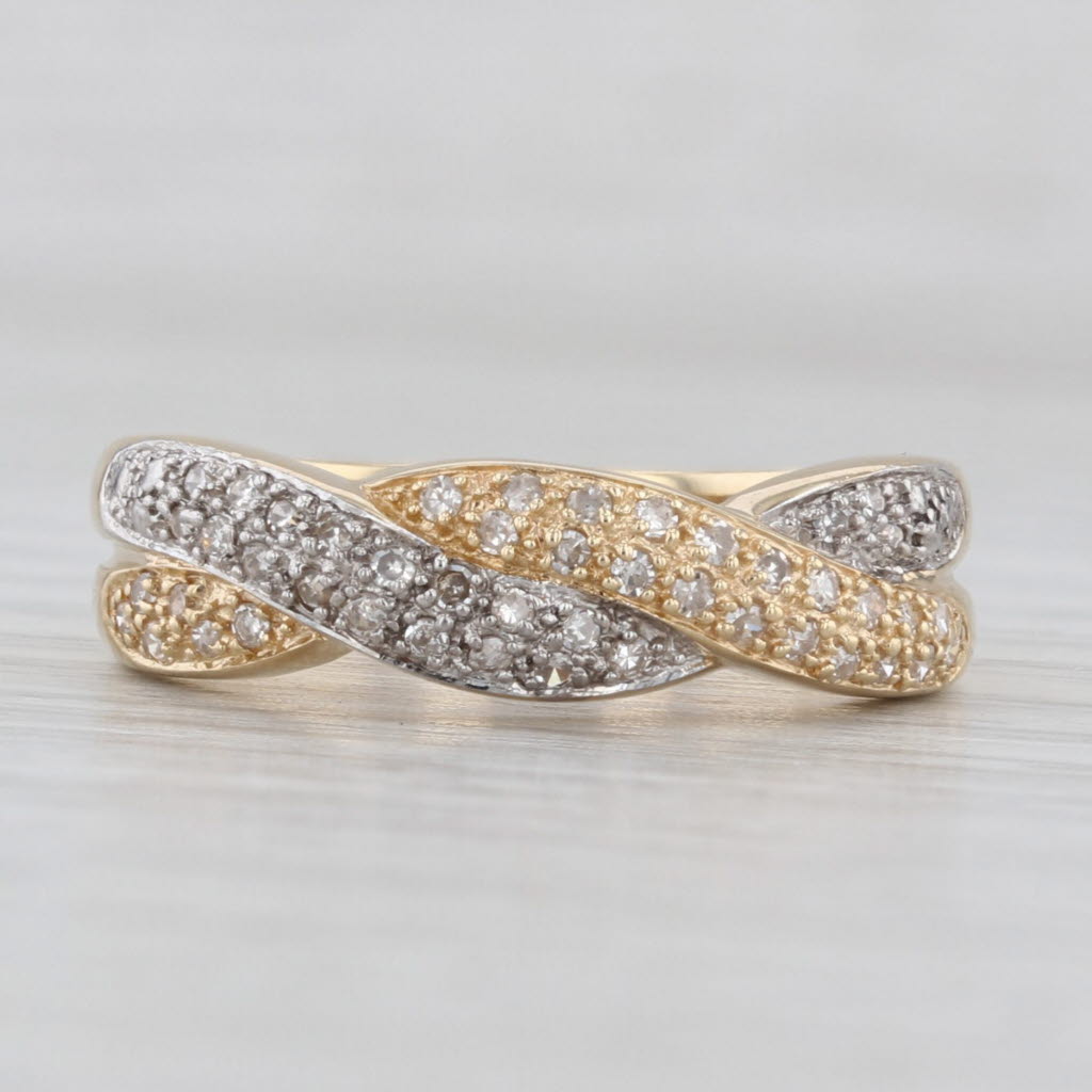 Light Gray 0.25ctw Woven Diamond Ring 14k Gold Size 8 Stackable Band