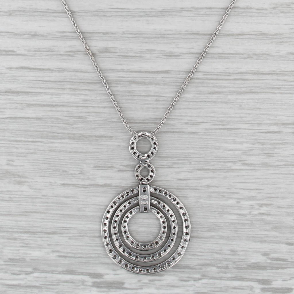 2.10ctw Diamond Circles Pendant Necklace 14k White Gold 18" Wheat Chain