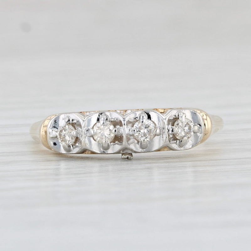 Vintage 0.18ctw Diamond Ring 14k Yellow Gold Wedding Anniversary Stackable Band