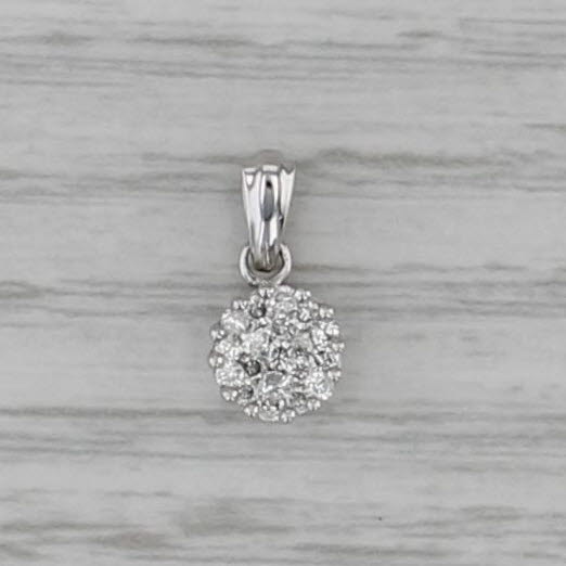 0.24ctw Diamond Cluster Pendant 14k White Gold Small Drop